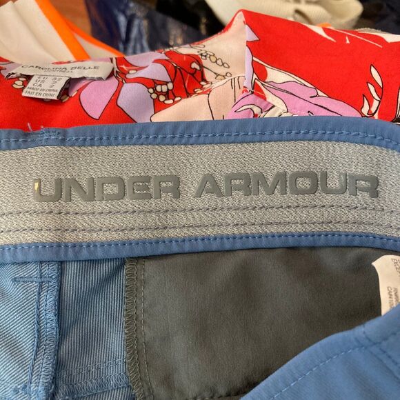 Under Armour Pants Mens Sz 34 Periwinkle Blue Knit Slim‎ Fit Stretch Golf - Picture 12 of 15